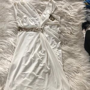 White sexy Rhinestone mini dress